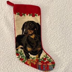 Daschund Needlepoint Dog Presents Christmas Stocking